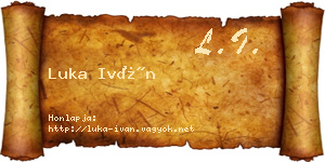Luka Iván névjegykártya